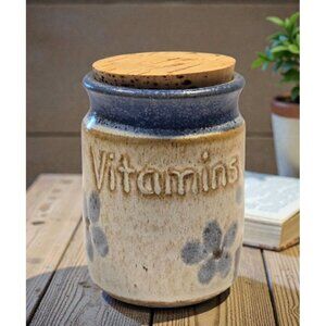 C. Aldrich Pottery Vitamin Crock with flowers N.C. USA